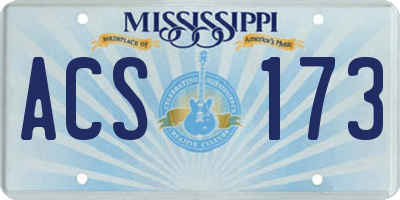 MS license plate ACS173