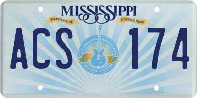 MS license plate ACS174