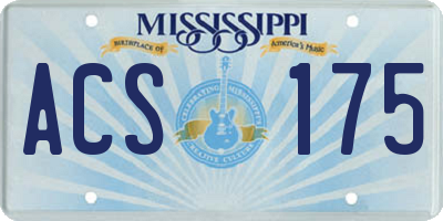 MS license plate ACS175