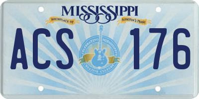 MS license plate ACS176