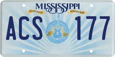 MS license plate ACS177