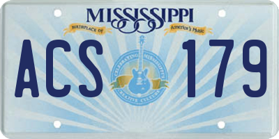 MS license plate ACS179
