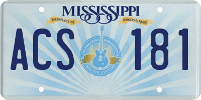 MS license plate ACS181