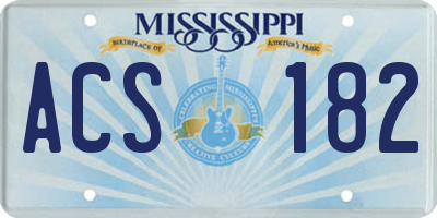 MS license plate ACS182