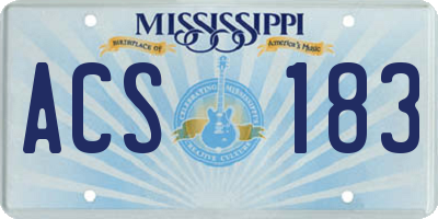 MS license plate ACS183