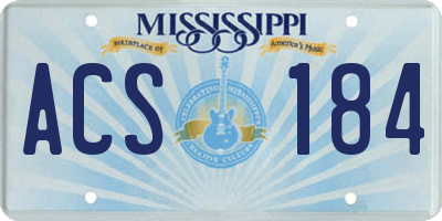 MS license plate ACS184