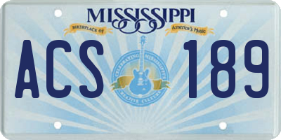 MS license plate ACS189