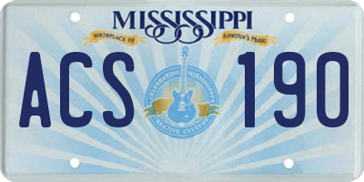 MS license plate ACS190