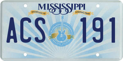 MS license plate ACS191