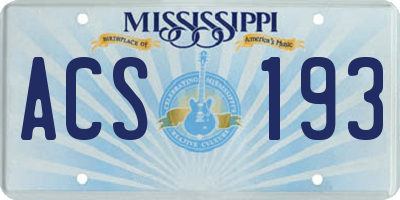 MS license plate ACS193