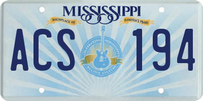 MS license plate ACS194