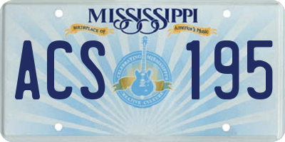 MS license plate ACS195