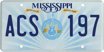 MS license plate ACS197