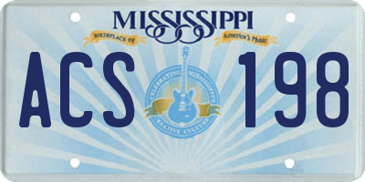 MS license plate ACS198