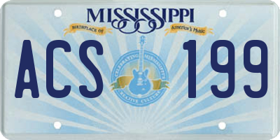 MS license plate ACS199