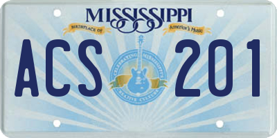 MS license plate ACS201