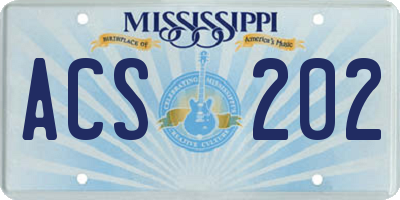 MS license plate ACS202