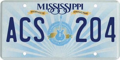 MS license plate ACS204
