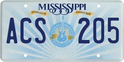 MS license plate ACS205