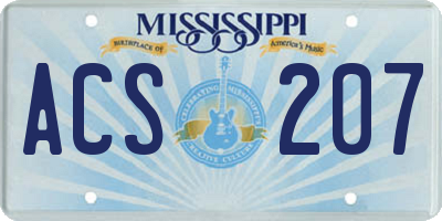 MS license plate ACS207