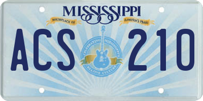 MS license plate ACS210