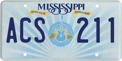 MS license plate ACS211