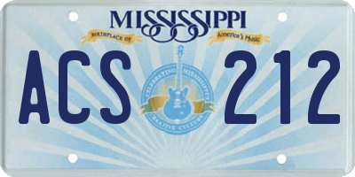 MS license plate ACS212