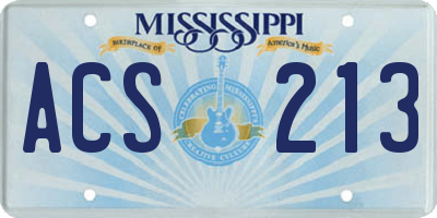 MS license plate ACS213