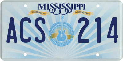 MS license plate ACS214