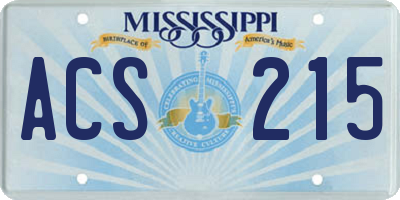 MS license plate ACS215
