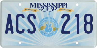 MS license plate ACS218