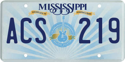 MS license plate ACS219