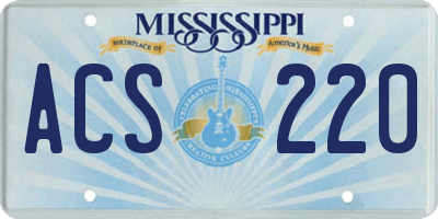 MS license plate ACS220
