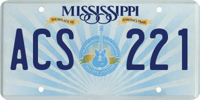 MS license plate ACS221