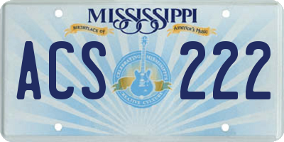 MS license plate ACS222