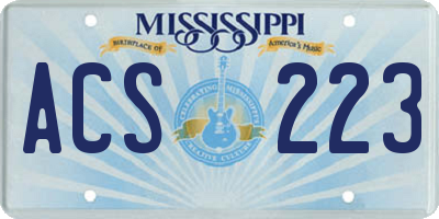 MS license plate ACS223