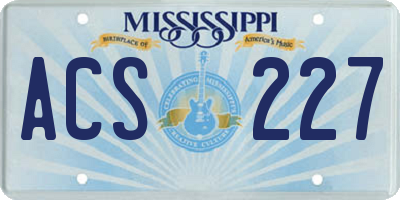 MS license plate ACS227