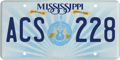 MS license plate ACS228