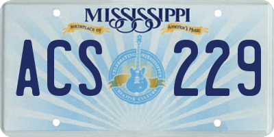MS license plate ACS229