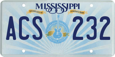 MS license plate ACS232