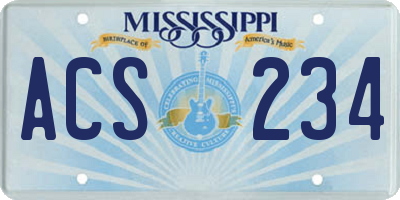 MS license plate ACS234