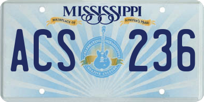 MS license plate ACS236