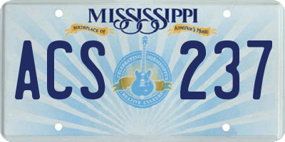 MS license plate ACS237