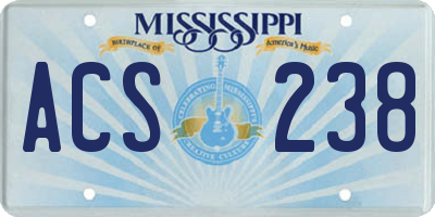 MS license plate ACS238