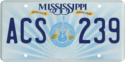 MS license plate ACS239