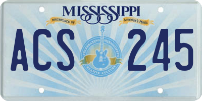MS license plate ACS245