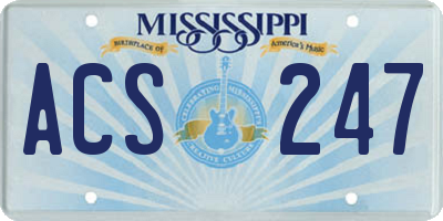 MS license plate ACS247