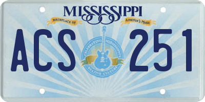 MS license plate ACS251