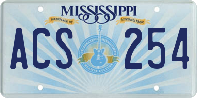 MS license plate ACS254