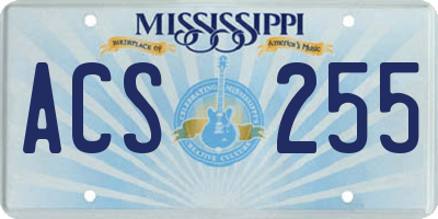 MS license plate ACS255